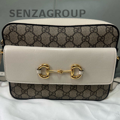 Gucci Horsebit 1955 Shoulder Bag White Gold Classic Women Crossbody