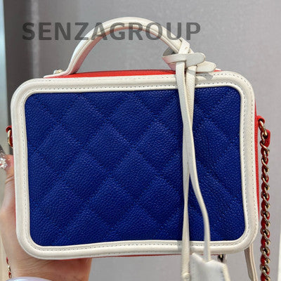 Chanel Blue Medium Vanity Case Camera Bag with Chain Strap