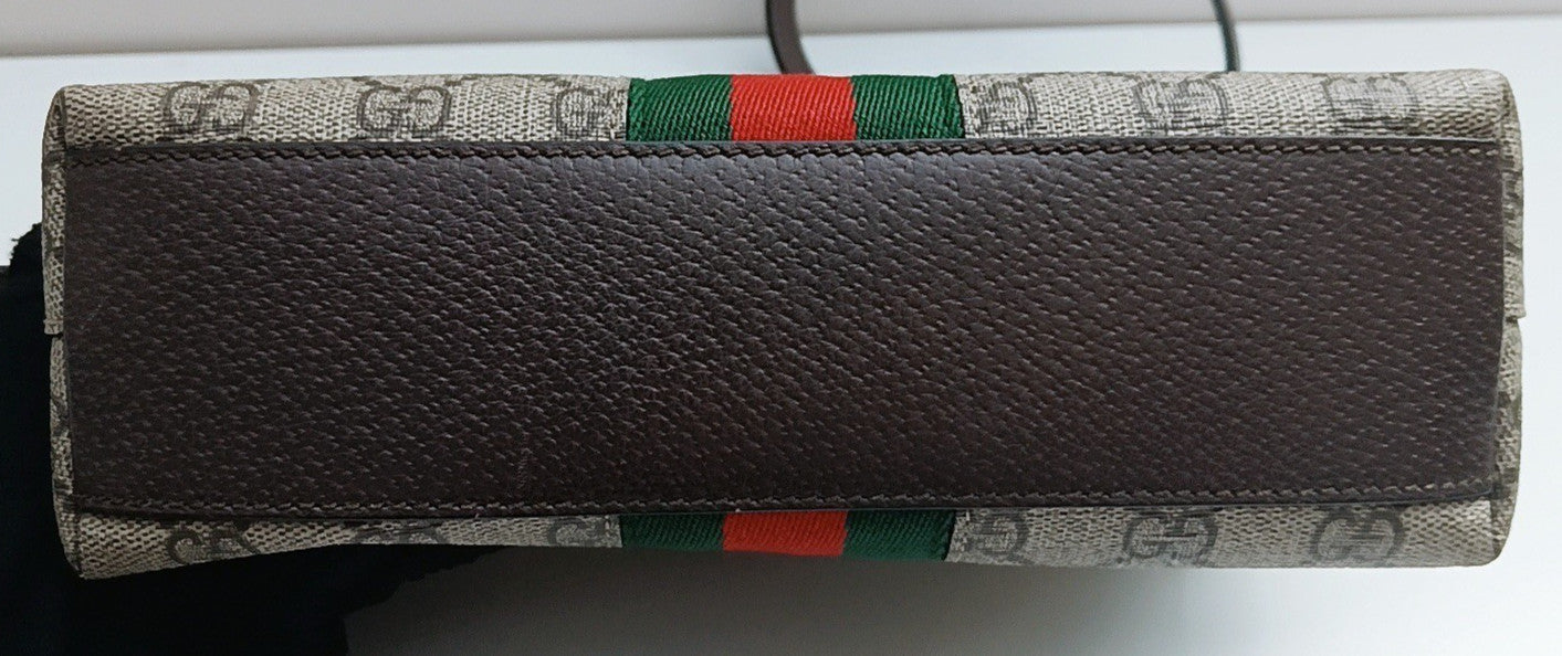 Gucci Sherry Line 2Way Shoulder Bag Crossbody Brown Gold Women Classic Designer