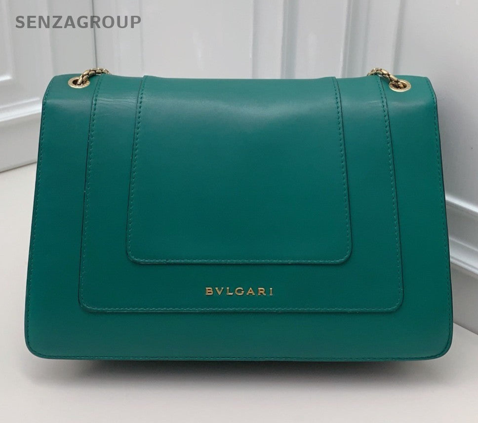 Bvlgari Serpenti MM Chain Shoulder Bag Crossbody Green Gold Women Classic