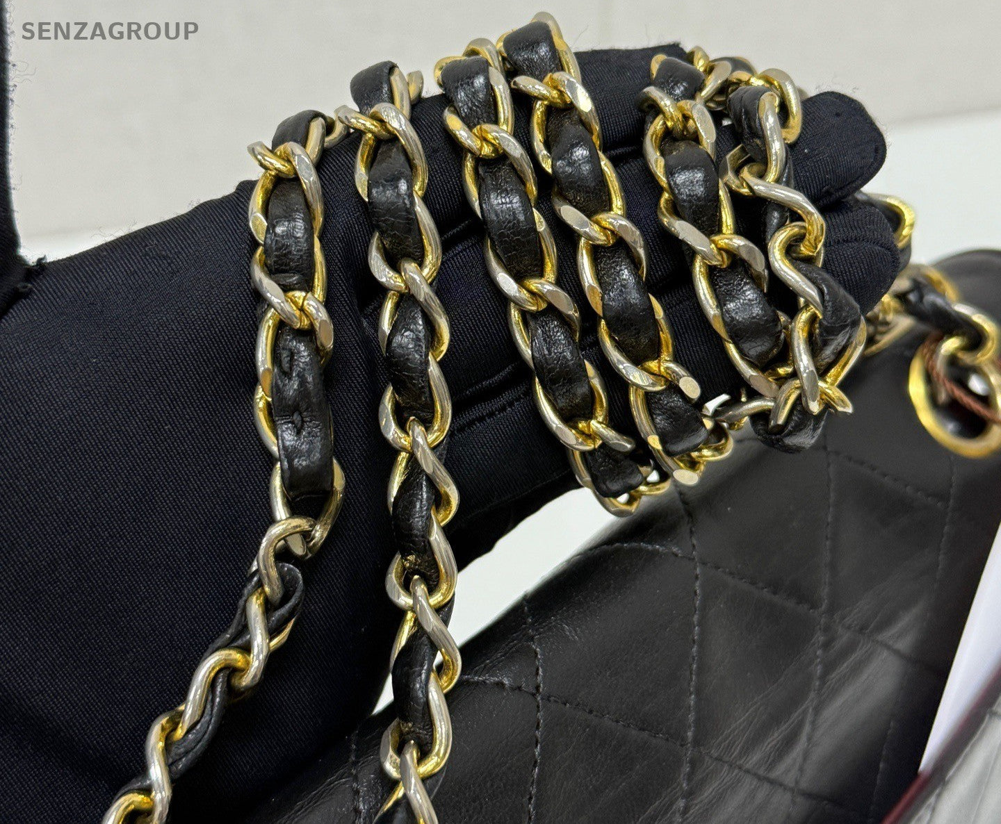 Chanel Vintage PM Classic Flap Mini Chain Shoulder Crossbody Bag Black Gold