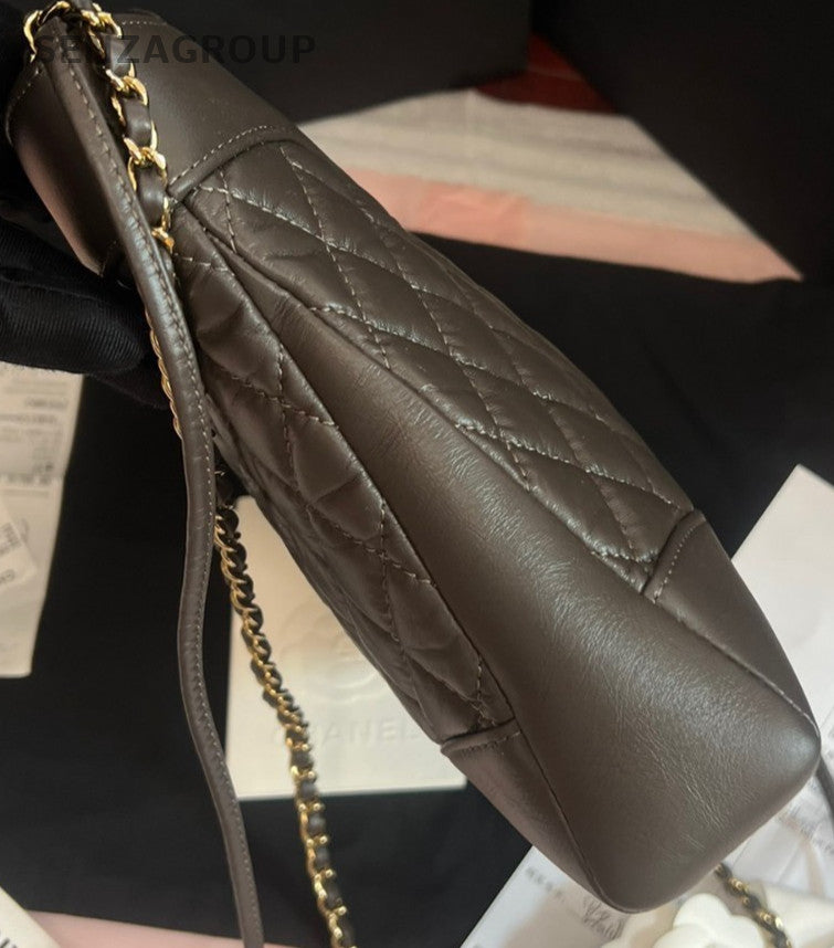 Chanel 23A Mini Top Handle Bag Chain Shoulder Bag Crossbody Brown Gold Women