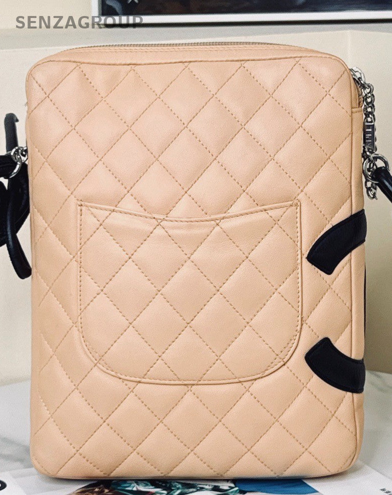 Chanel Cambon Camera Shoulder Bag Crossbody Beige black Used Women Classic