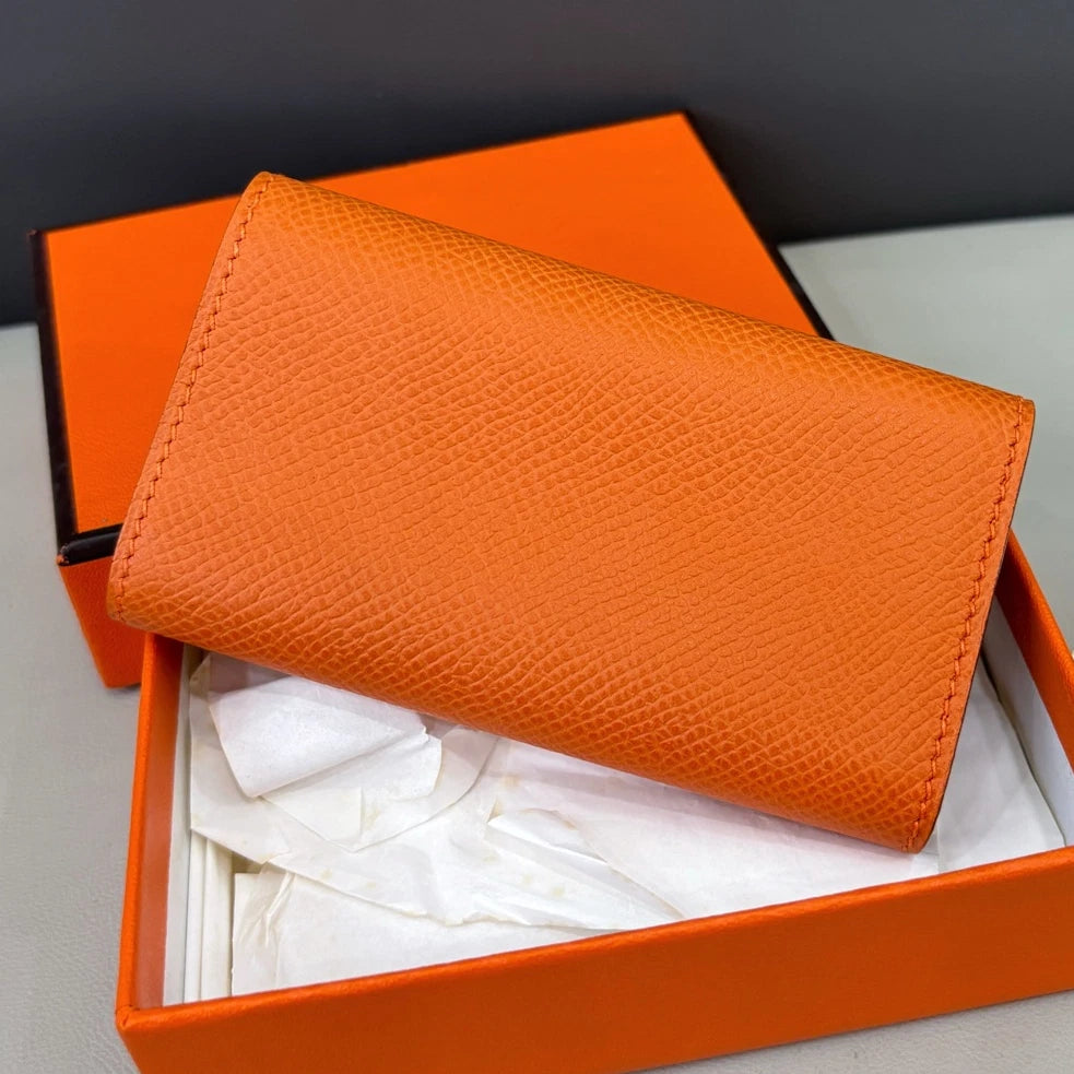 Hermès 6-Ring Key Holder Orange Epsom Leather Unisex Fashion