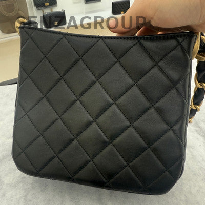 Chanel Quilted Black Gold Chain Hobo Shoulder Bag - Classic Fashion