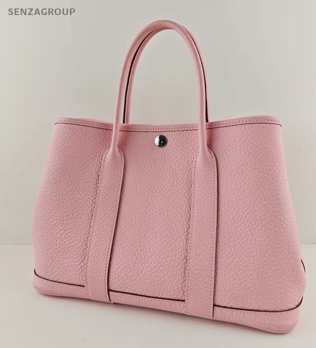 Hermes Garden Party Top Handle Bag Pink Silver Used Women Classic Fashion