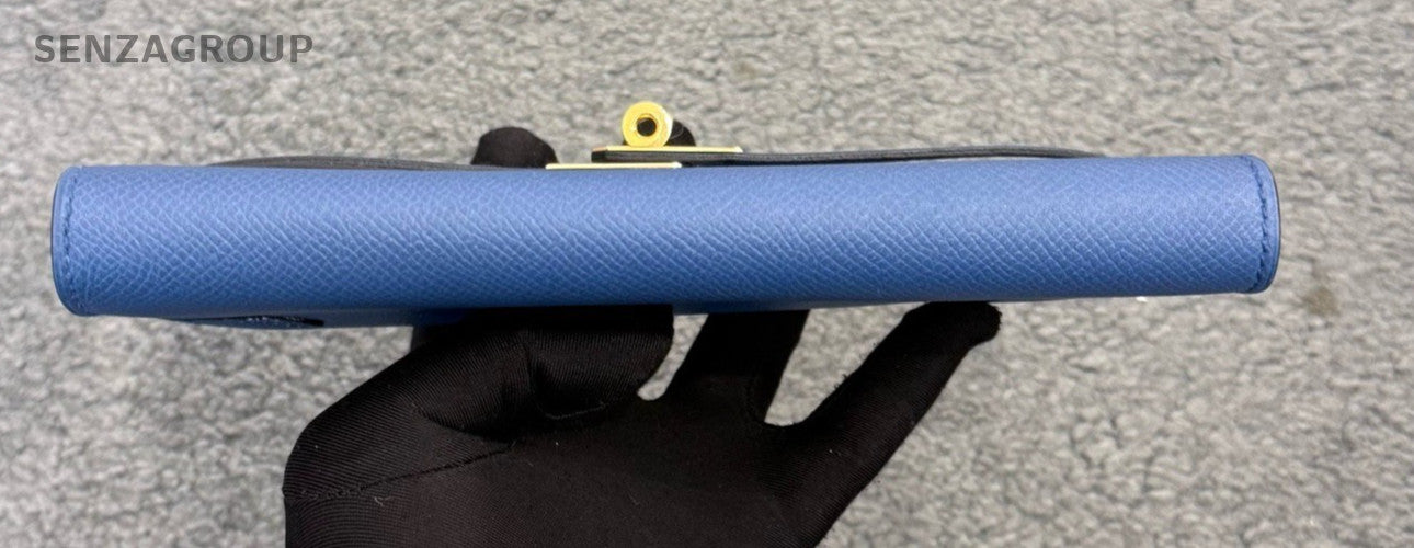 Hermes Kelly Epsom Leather Long Wallet Blue Gold Used Women Classic