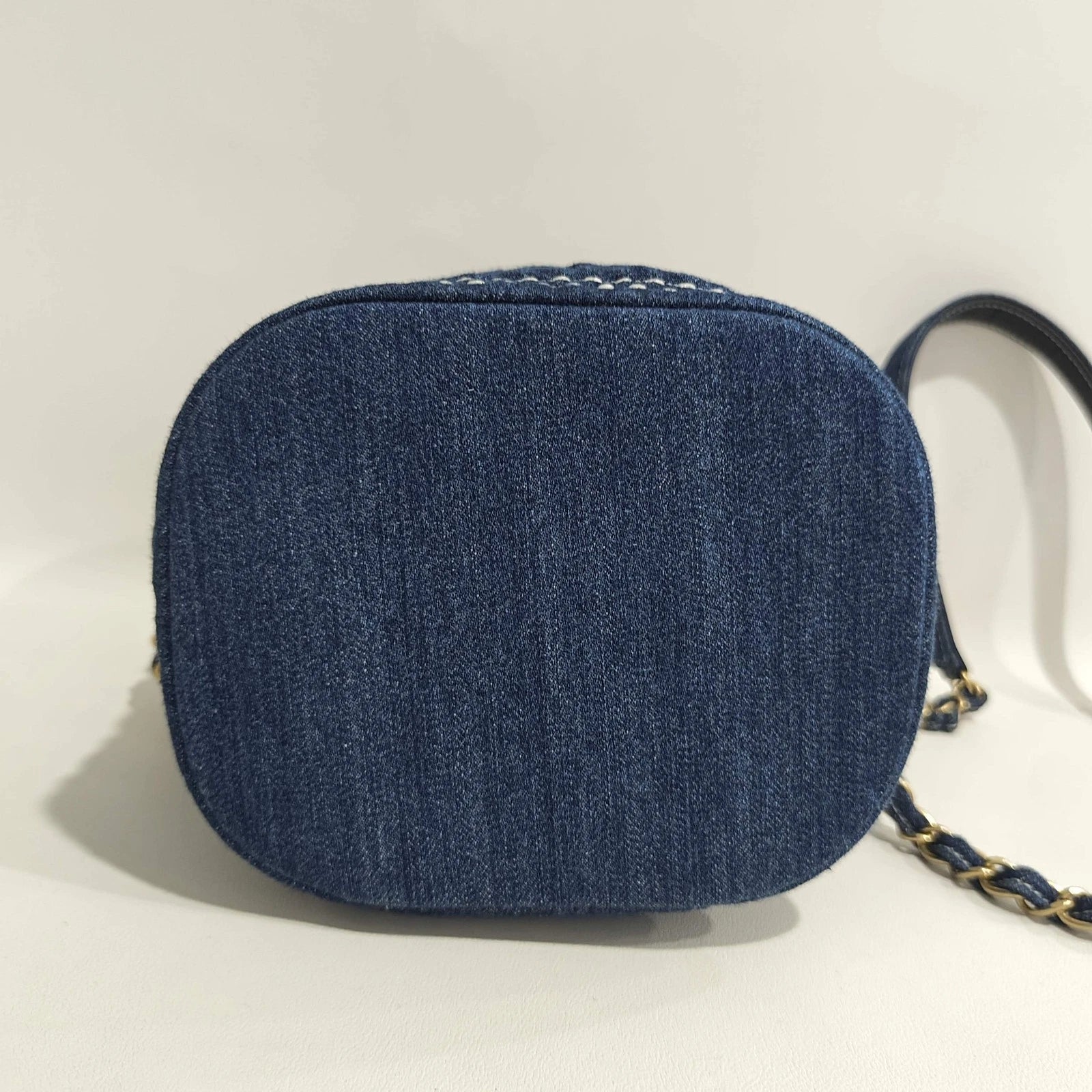 CHANEL Denim Topstitch Bucket Bag For Women