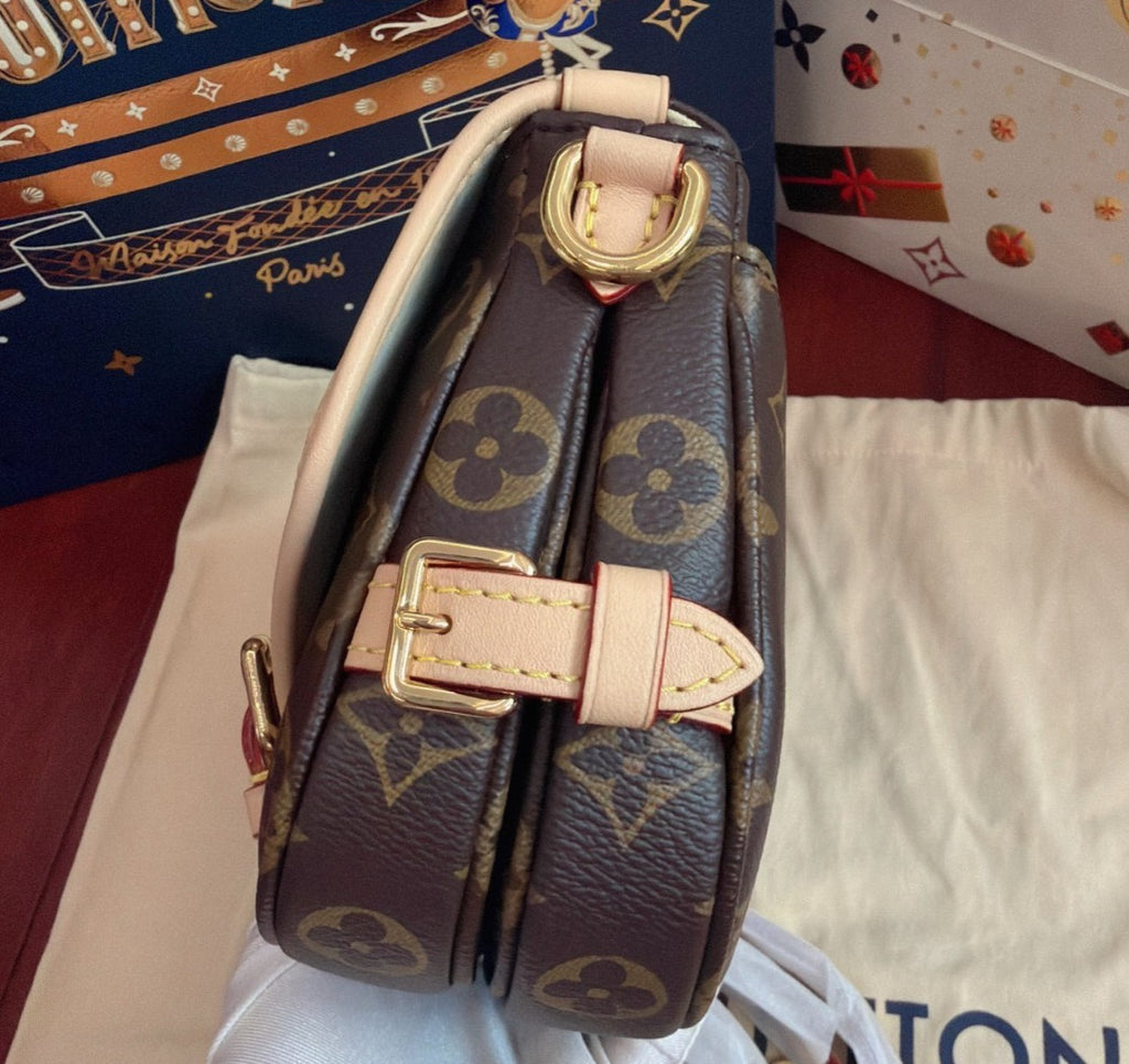 Louis Vuitton Saumer BB Monogram Shoulder Bag Brown Gold Women Classic Fashion