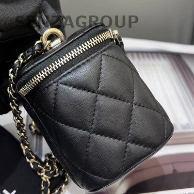 Chanel Black Gold Lambskin Mini Chain Shoulder Crossbody Bag Classic