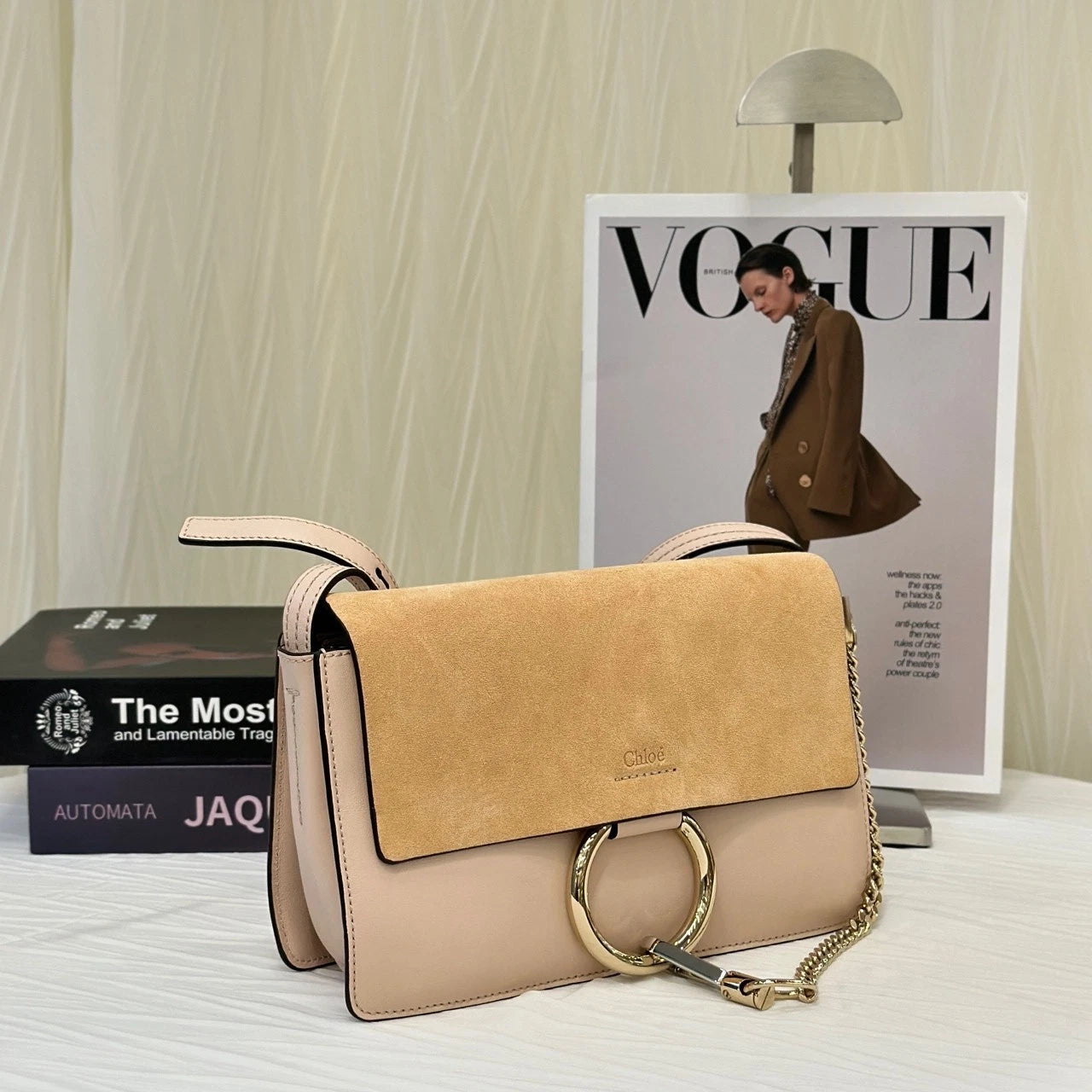 Chloe Pink Suede Faye Shoulder Bag for Women