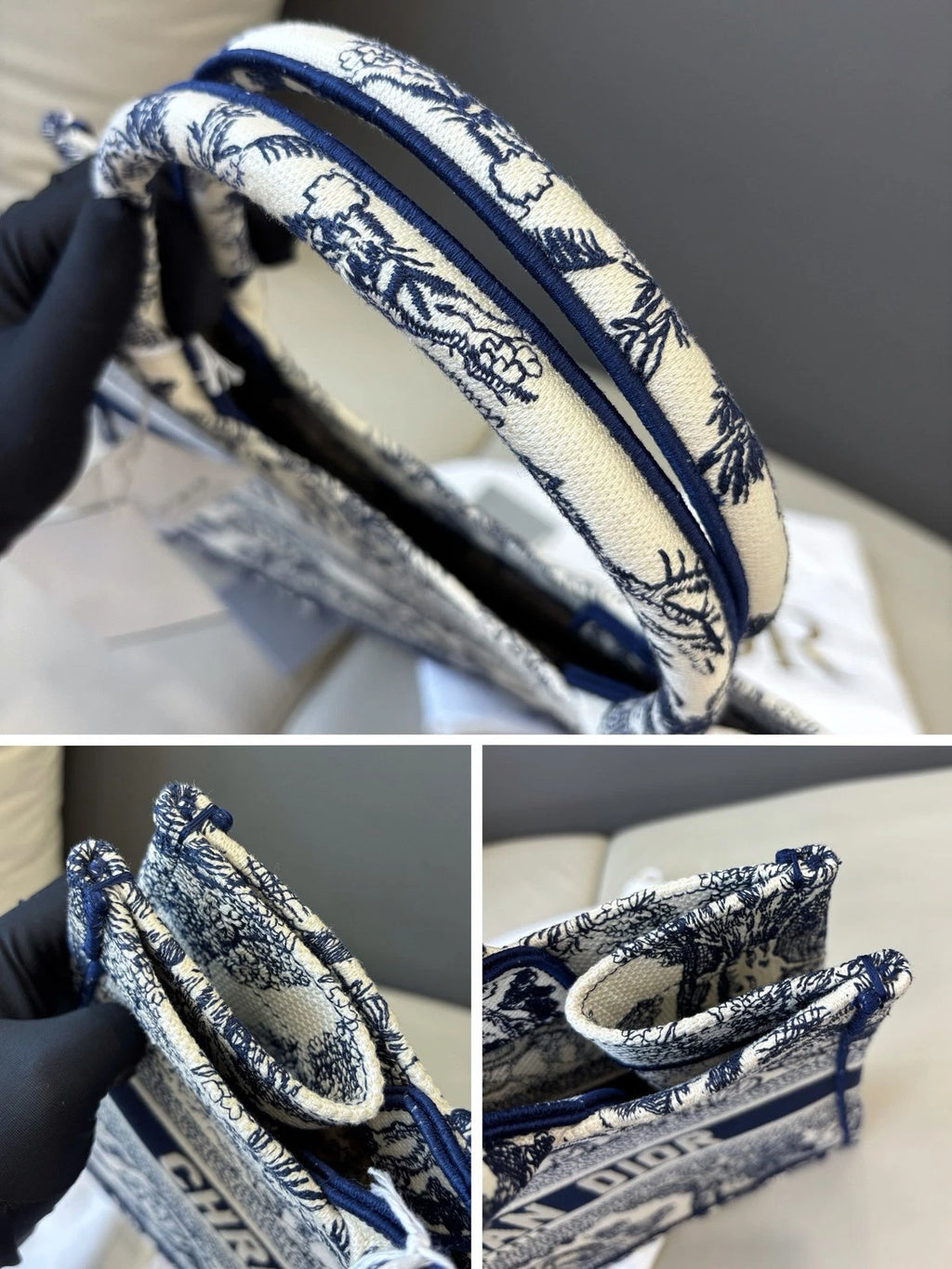 Excellent Condition Christian Dior Book Tote MM Blue Handbag