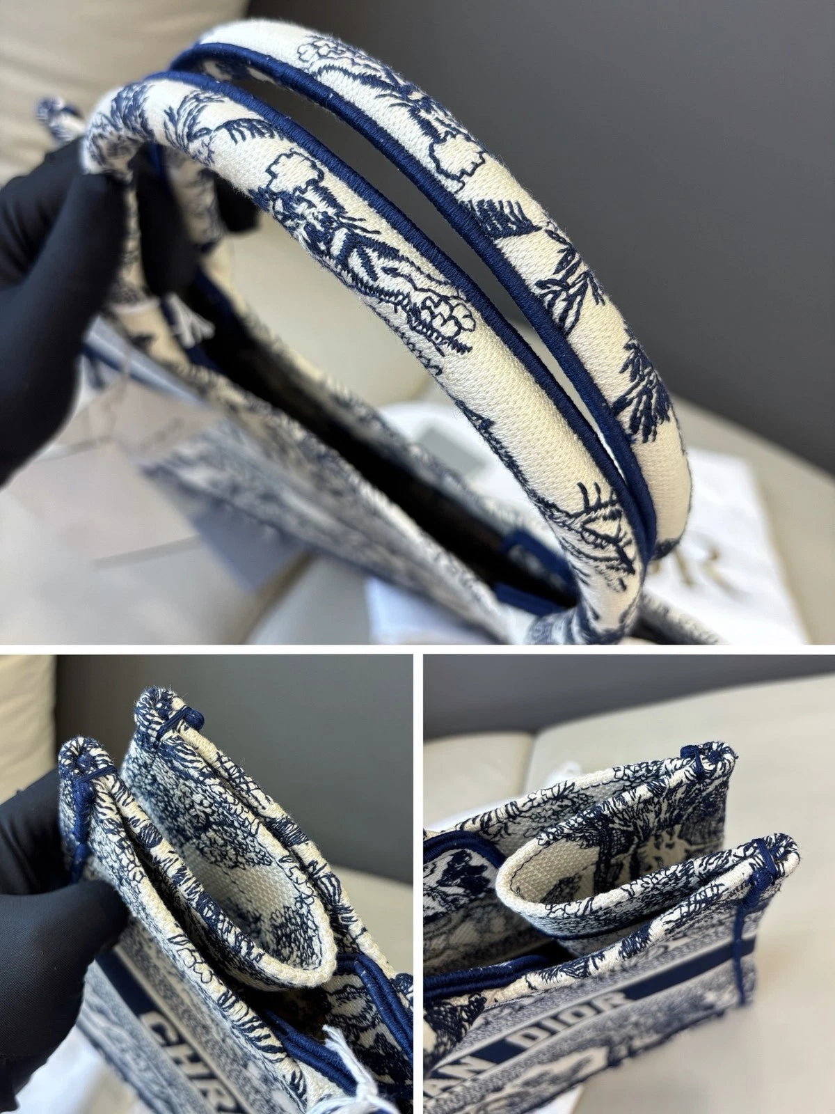 Excellent Condition Christian Dior Book Tote MM Blue Handbag