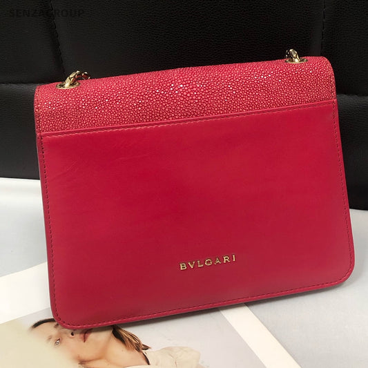 Bvlgari Serpenti Forever Chain Bag Red Gold Women's Classic Shoulder Crossbody