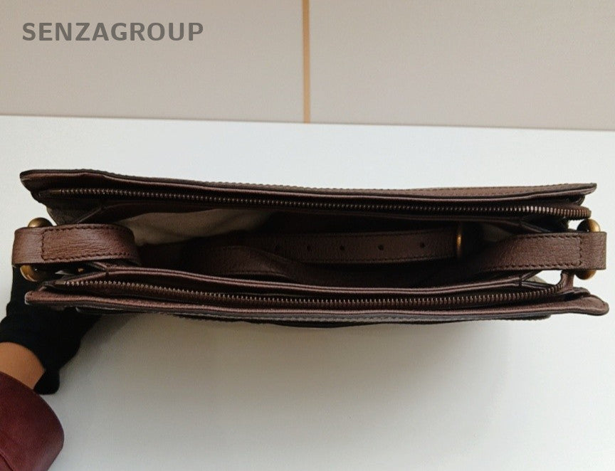 Gucci Ophidia 2Way Crossbody Shoulder Bag Brown Beige Gold Women Classic