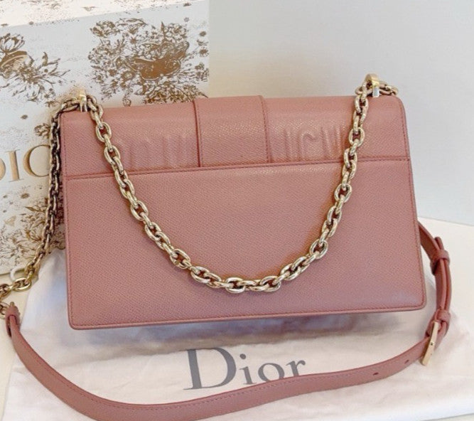 Christian Dior Montaigne MM Chain Shoulder Bag Pink Gold Used Women Classic