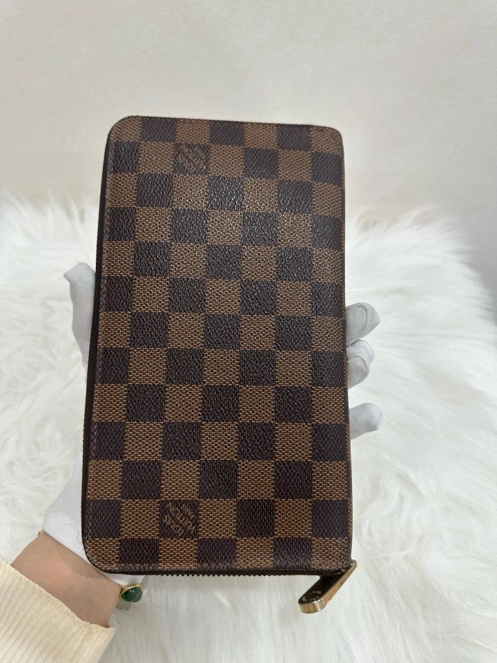 Pre-owned Louis Vuitton Damier Canvas Calfskin Wallet Women
