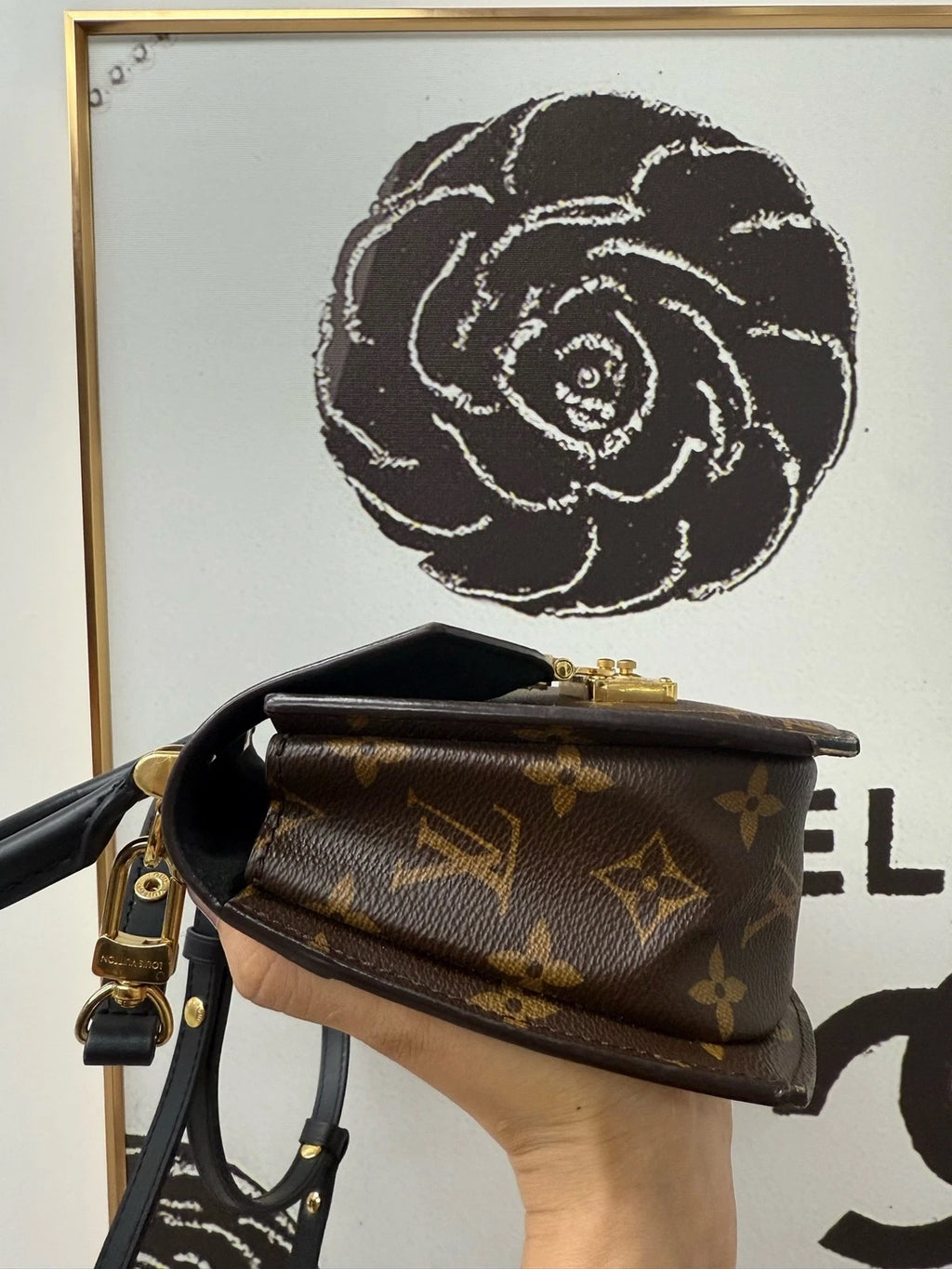 Louis Vuitton Monogram Gold Hardware Fan Shoulder Bag For Women