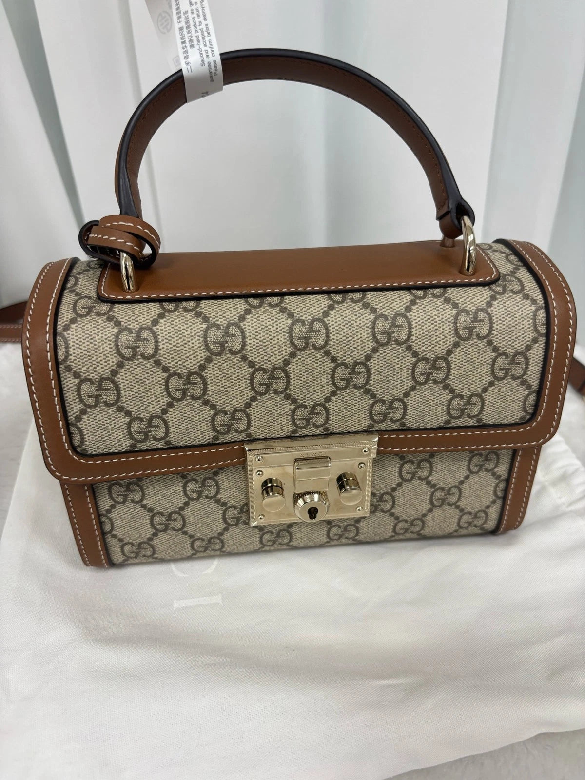 Authentic GUCCI Leather Top Handle Shoulder Bag For Women