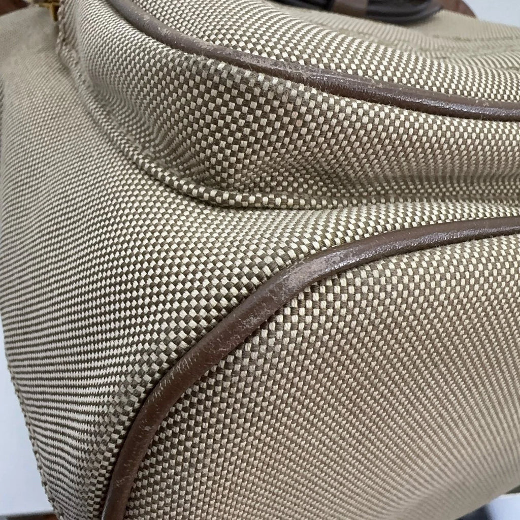 PRADA Canvas Leather Drawstring Bucket Shoulder Crossbody Bag For Women