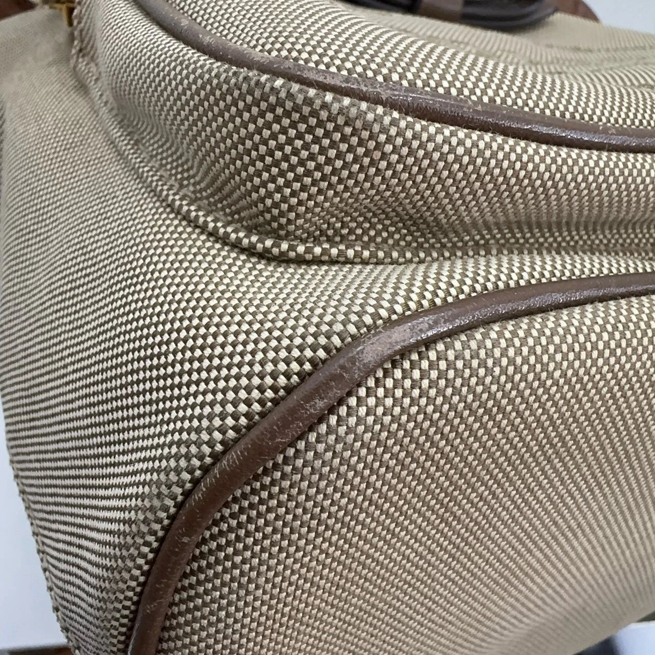 PRADA Canvas Leather Drawstring Bucket Shoulder Crossbody Bag For Women