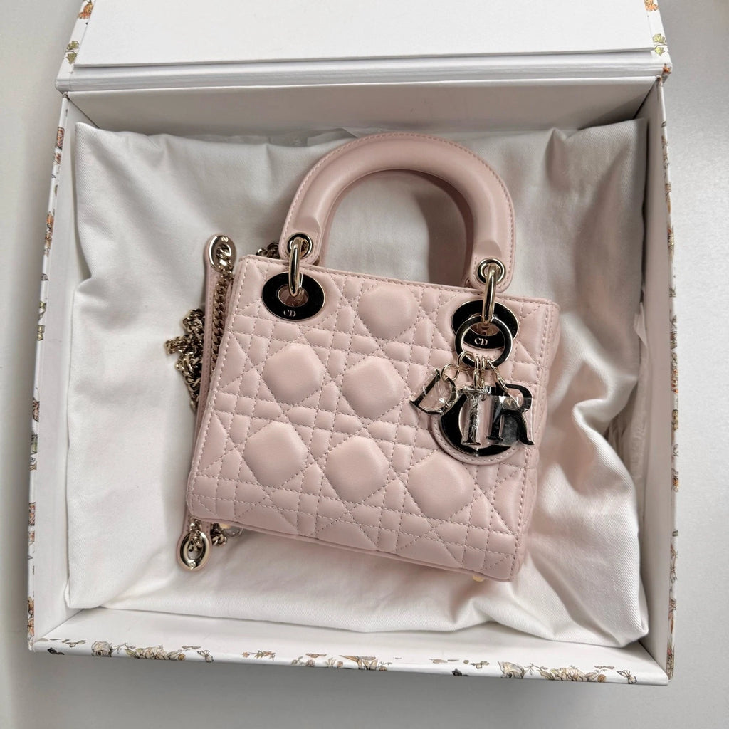 Dior Lady Dior Pink Top Handle Excellent