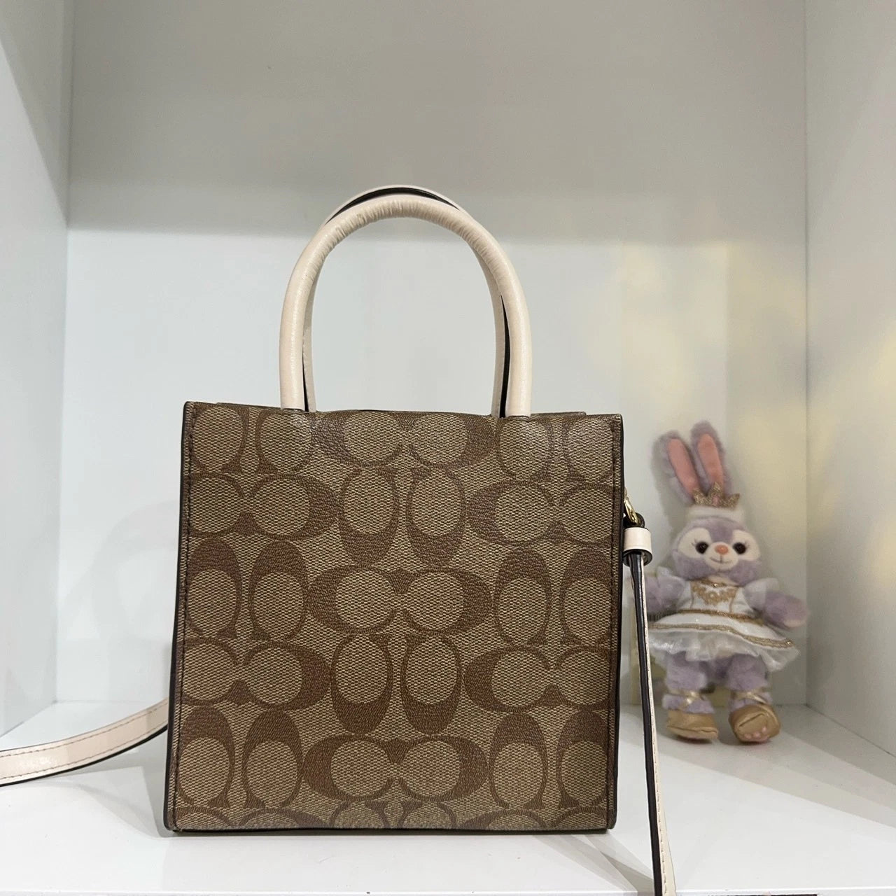 Coach Cally 17 Classic Monogram Canvas Leather Tote Crossbody Women