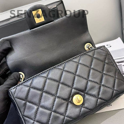 Chanel Black Caviar Gold Ball Mini Flap Bag Quilted Crossbody