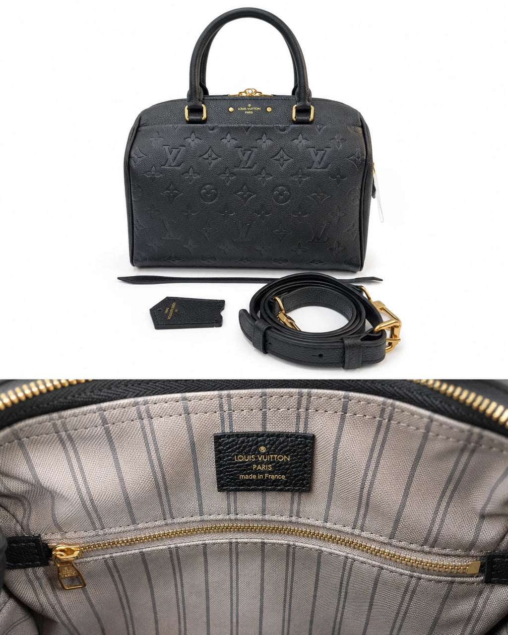Louis Vuitton Speedy25 Monogram Black Empreinte 2Way Top Handle Crossbody GHW