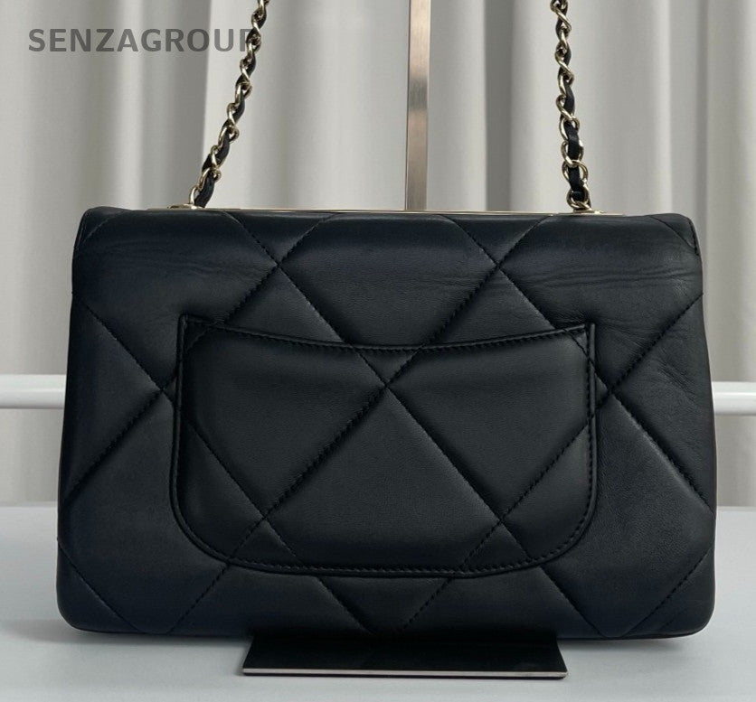 Chanel Trendy CC Diamond Chain Shoulder Bag Black Gold Women Classic Fashion