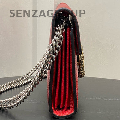 Gucci Dionysus Mini WOC Chain Crossbody Bag Red Silver Hardware Women's