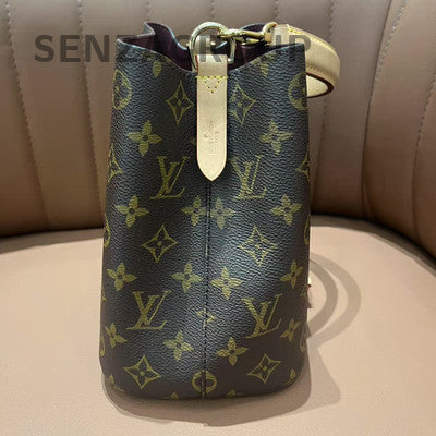 Louis Vuitton Monogram Noe Bucket Bag Brown Gold Hardware Classic Women