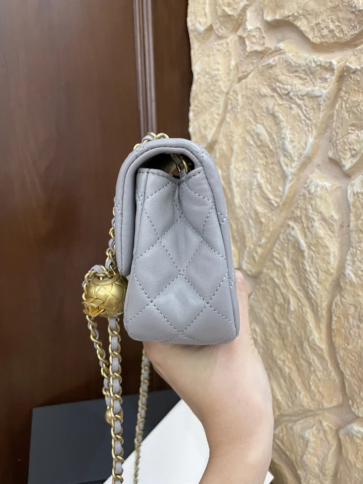 CHANEL Gray Mini CF Adjustable Chain Shoulder Crossbody Bag For Women