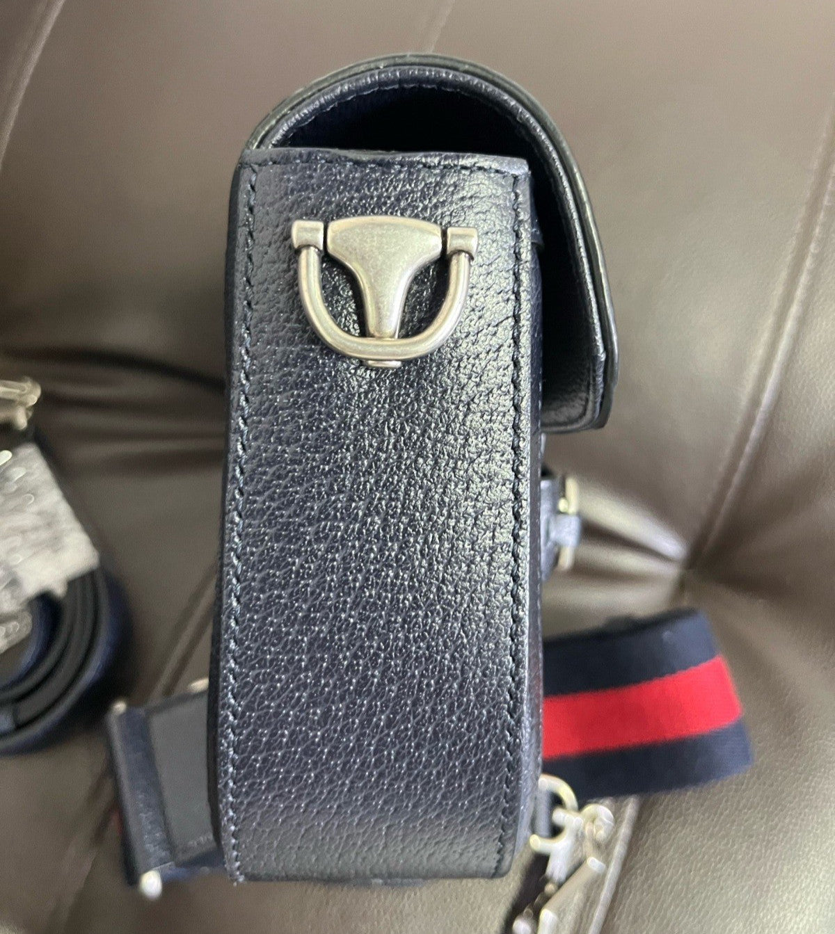 Gucci Ophidia Saddle Mini Shoulder Bag Crossbody Beige Blue Silver Women Classic