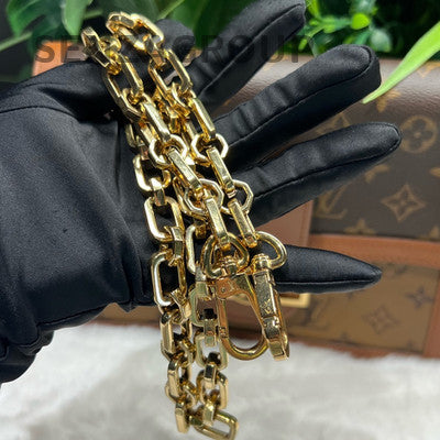 Louis Vuitton Dauphine Medium Chain Shoulder Crossbody Bag Brown Gold