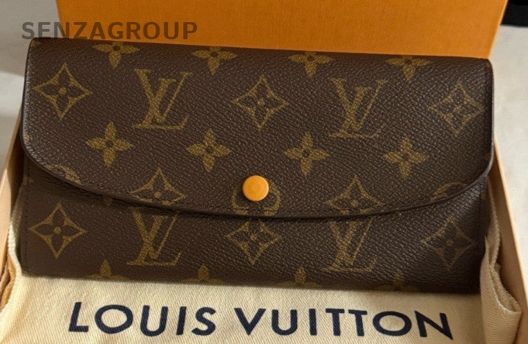 Louis Vuitton Monogram Long Wallet Brown Gold Used Women Classic