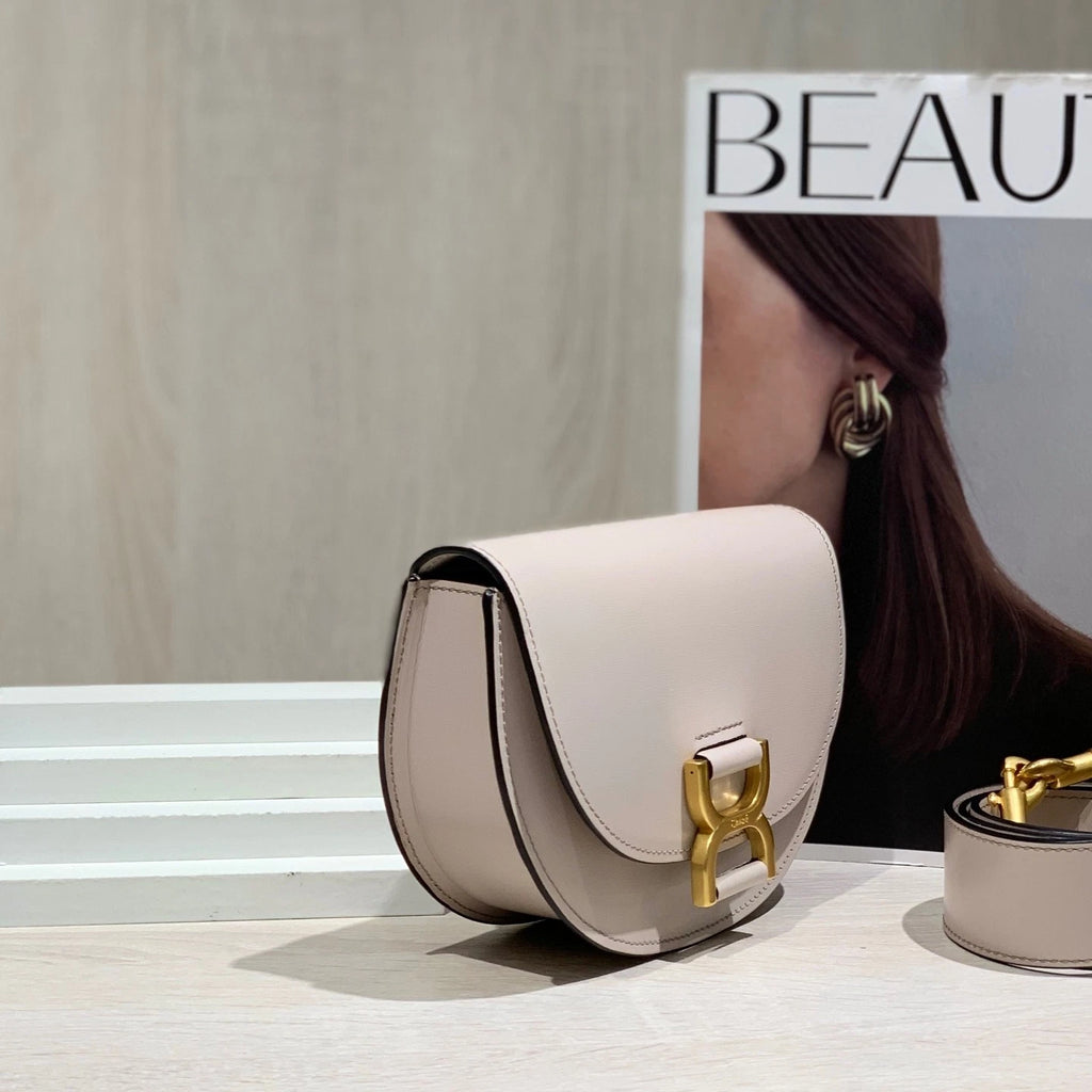 Chloe Marcie Smooth Leather Half Moon Saddle Bag For Women