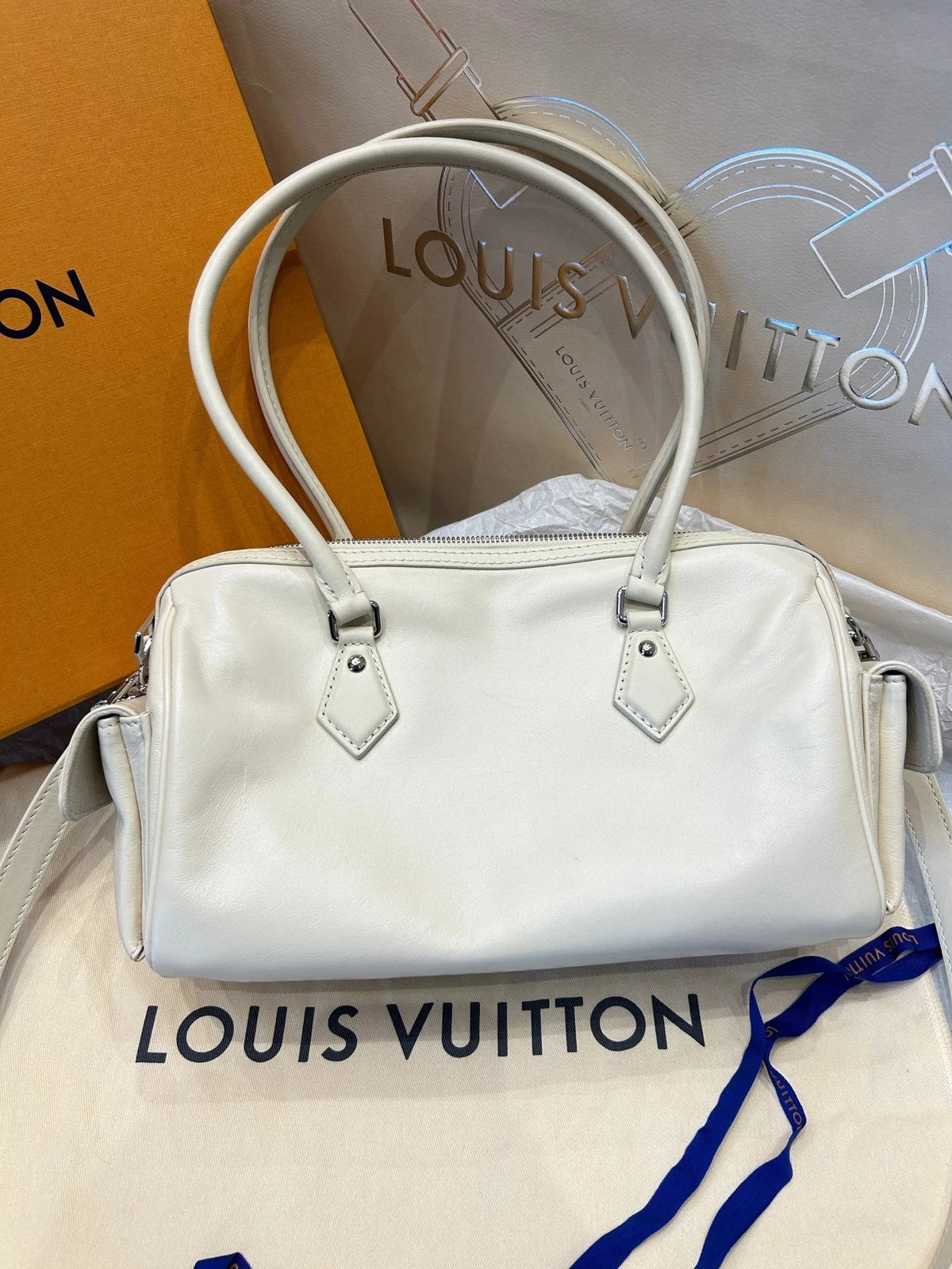 Louis Vuitton Speedy Cargo Vanilla Lambskin Shoulder Handbag For Women