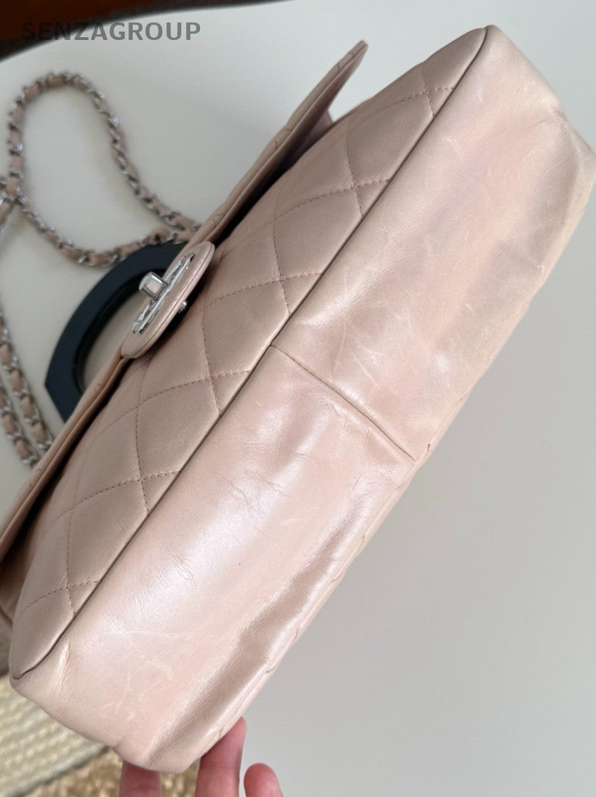 Chanel Diamond Pattern Chain Shoulder Bag Crossbody Brown Silver Women Classic