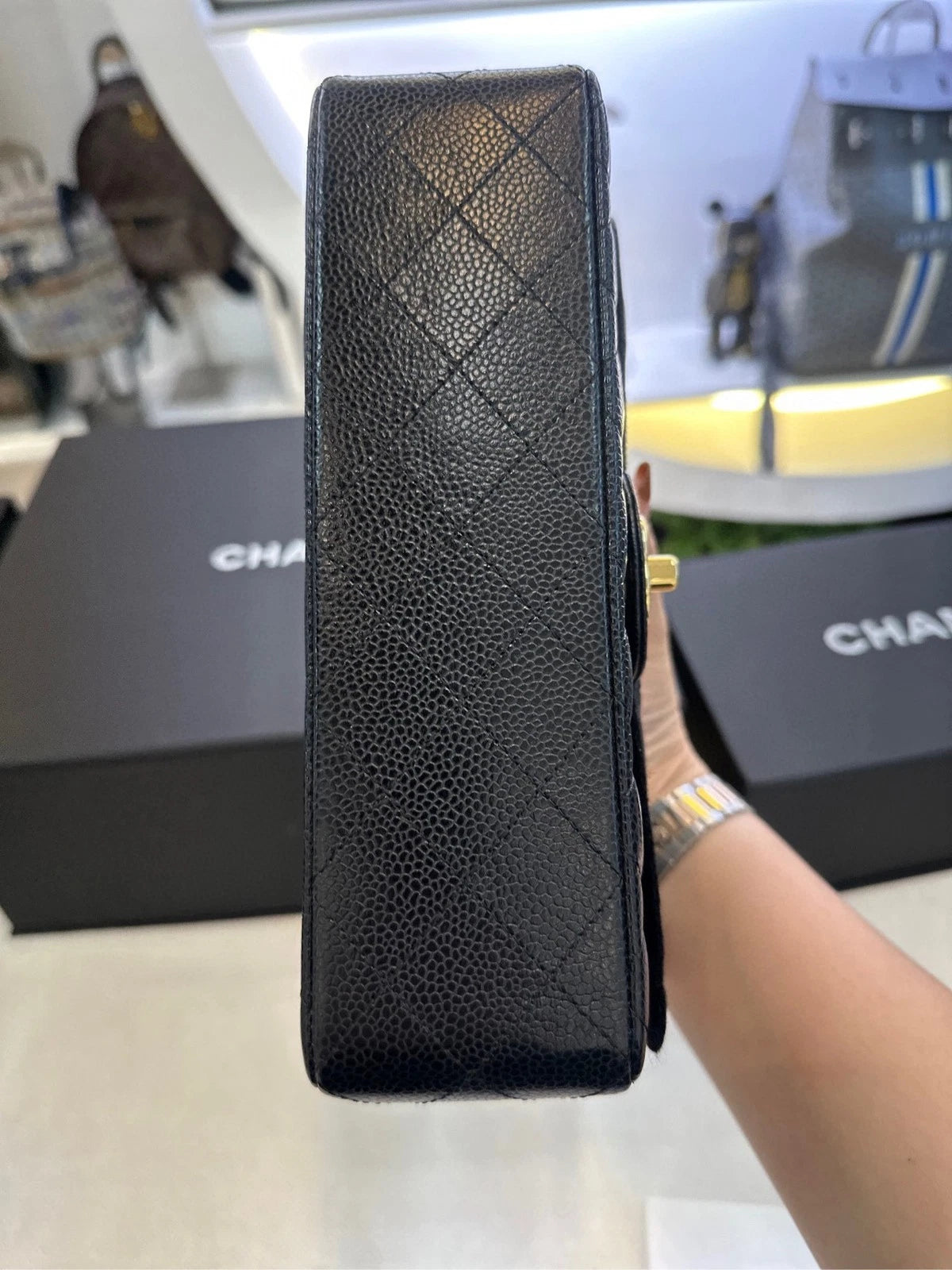 CHANEL CF Small Black Leather Shoulder Crossbody Bag For Women