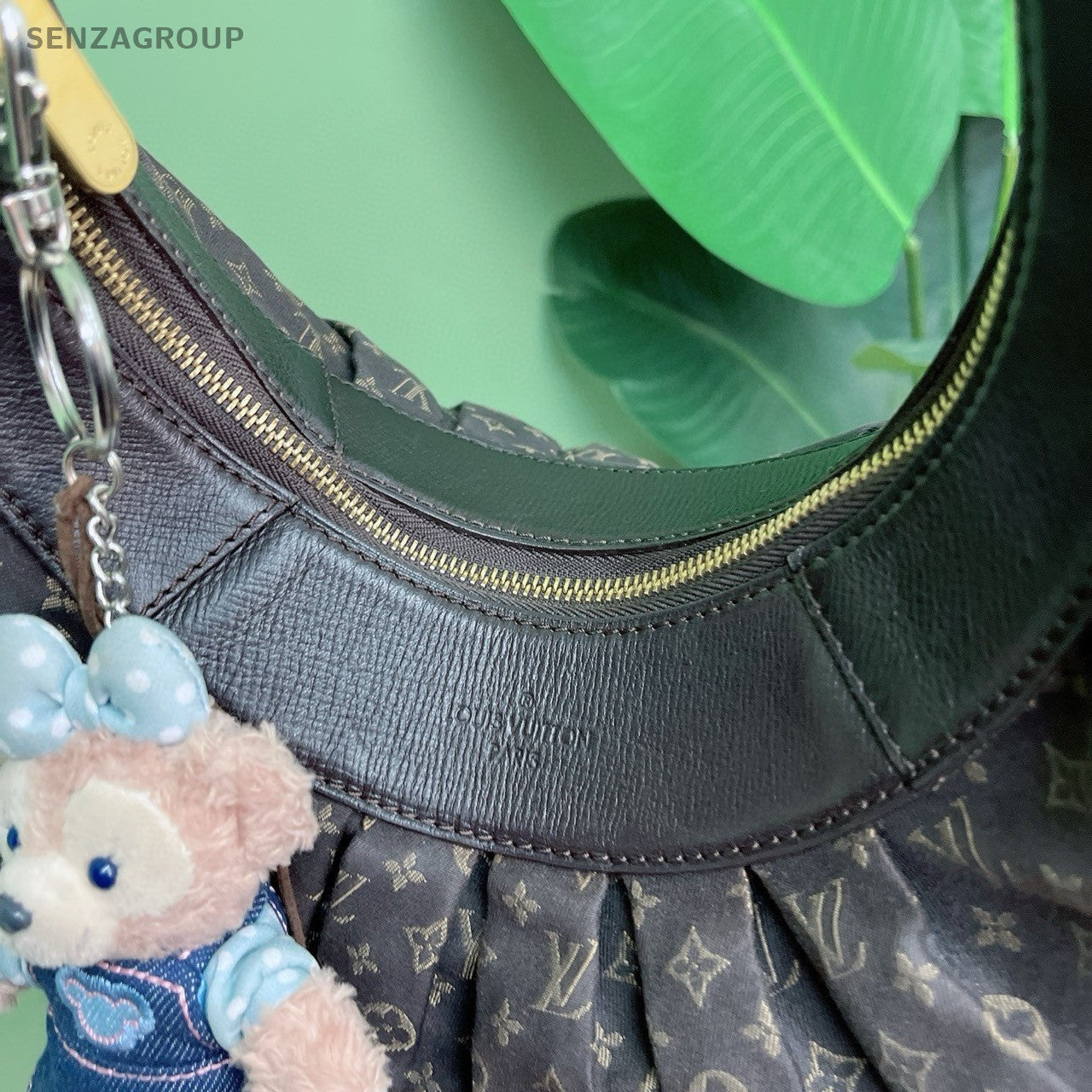 Louis Vuitton Denim Monogram Shoulder Bag Brown Gold Used Women Classic