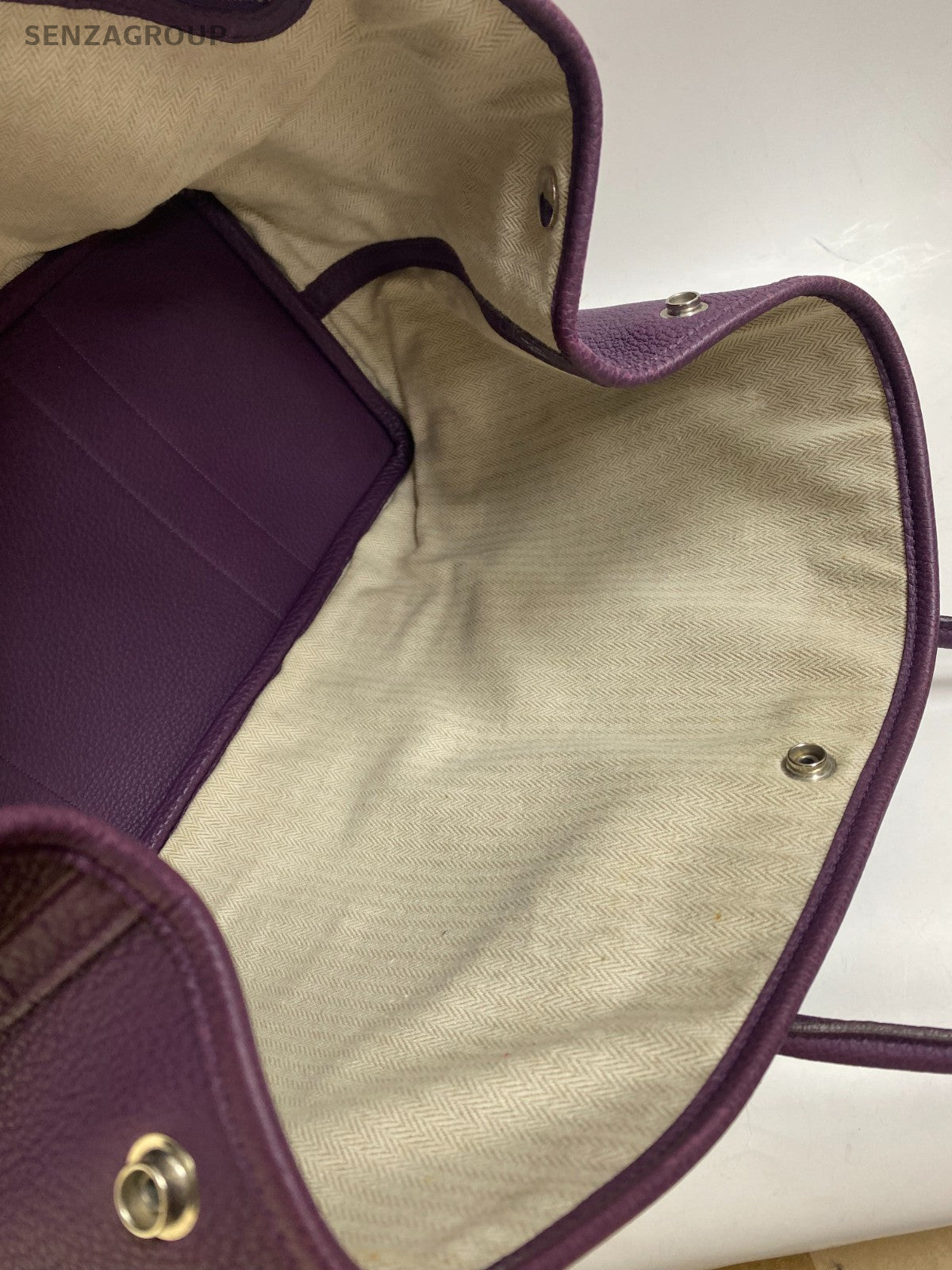 Hermes Garden Party36 Top Handle Bag Purple Silver Used Women Classic Fashion