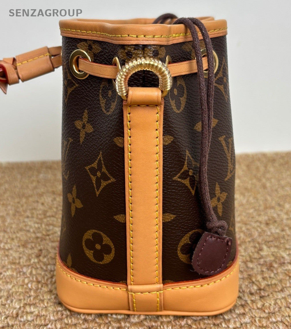 Louis Vuitton Nano Neo Monogram Bucket Crossbody Brown Gold Women Classic