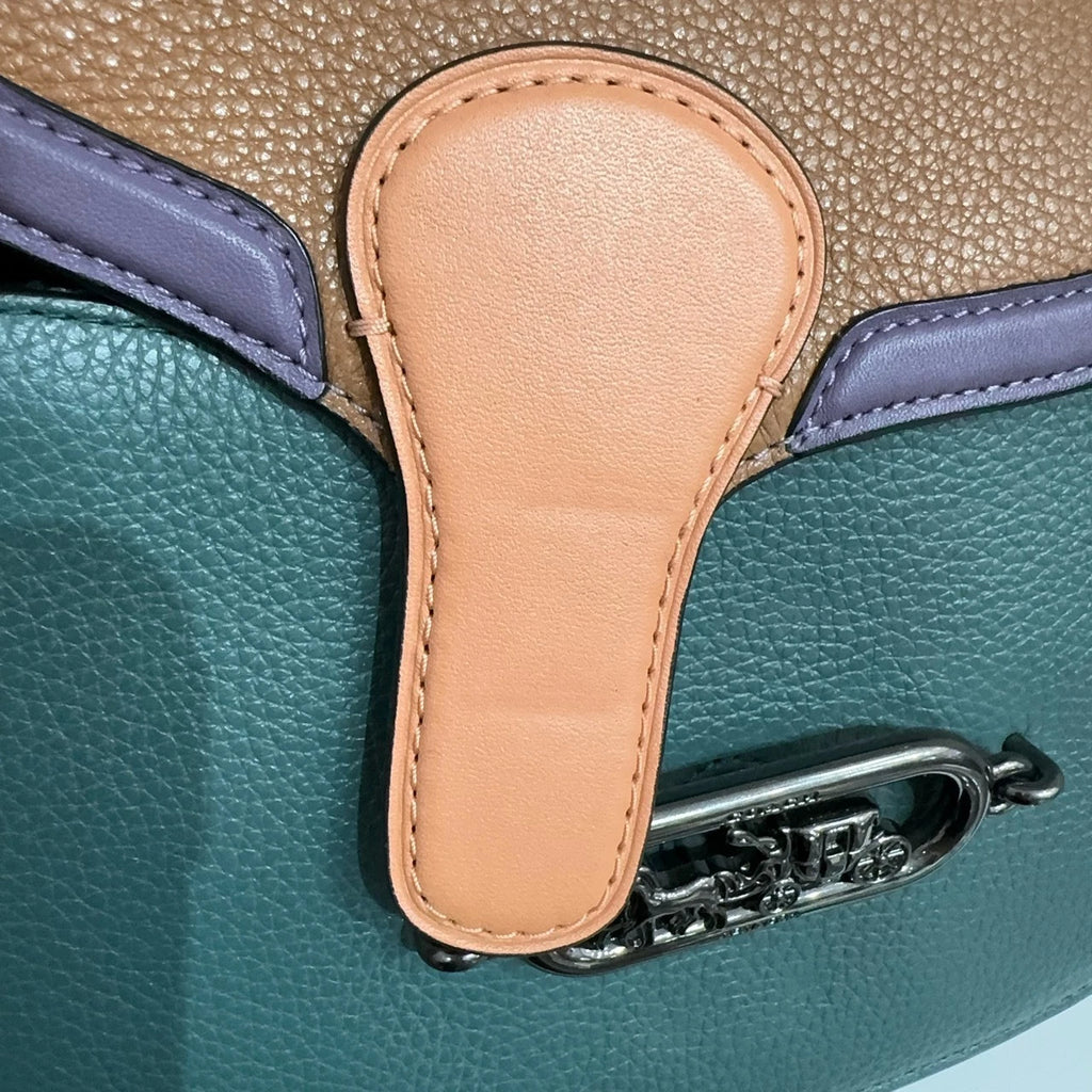 COACH Jade 21 Women's Small Colorblock Leather Saddle Crossbody Shoulder Bag