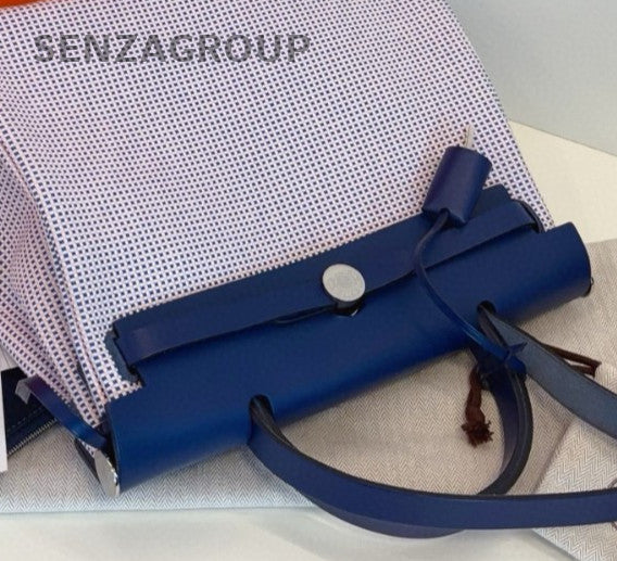 Hermes Herbag Zip31 Top Handle Bag Crossbody Blue White Silver Women Classic