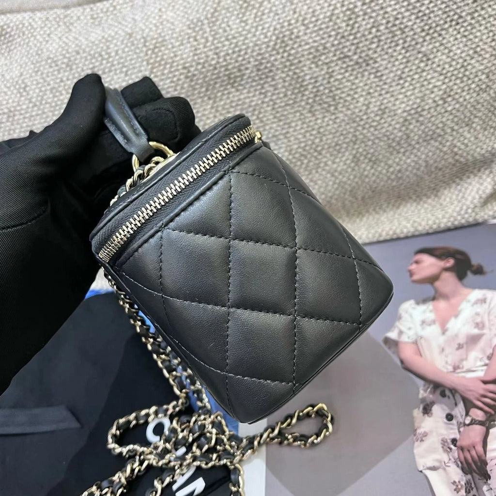 Chanel Trendy CC Lambskin Chain Top Handle Crossbody Gray Gold Women Classic