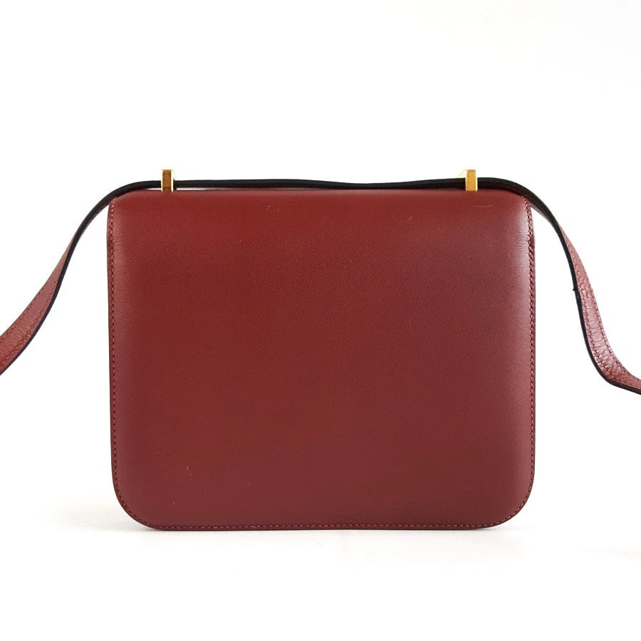 Authentic Hermes Constance19 Red Gold Hardware Shoulder Bag