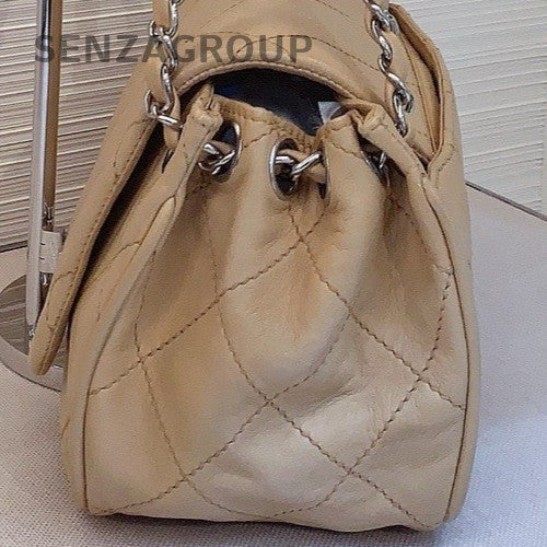 Chanel 2.55 Chain Shoulder Bag Brown Silver Used Women Classic Designer