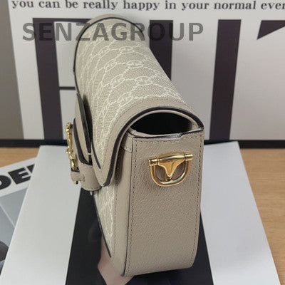 Gucci 1955 Mini Horsebit Shoulder Bag Grey Gold Classic Women's