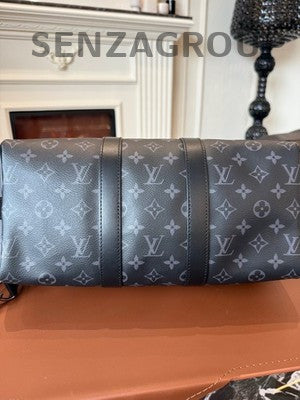 Louis Vuitton Keepall 35 Monogram Black Silver Handbag Unisex